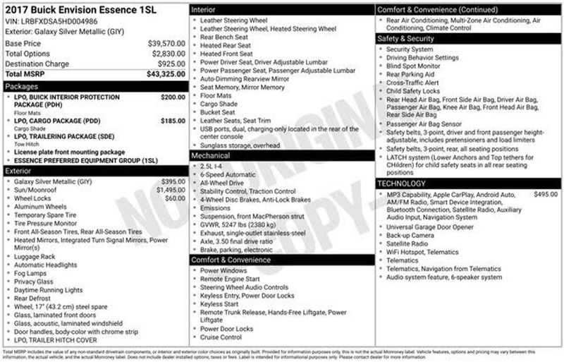 2017 Buick Envision — a typically priced live listing