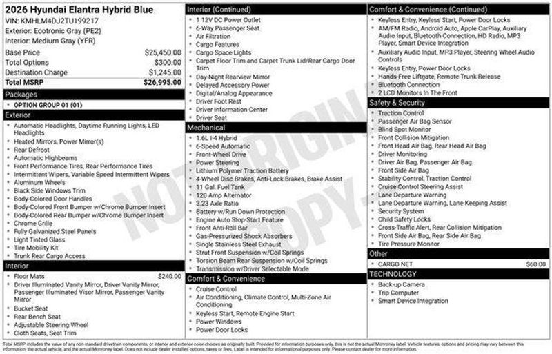 2026 Hyundai Elantra Hybrid — a typically priced live listing