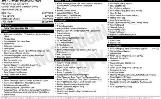 2027 Chrysler Pacifica Limited